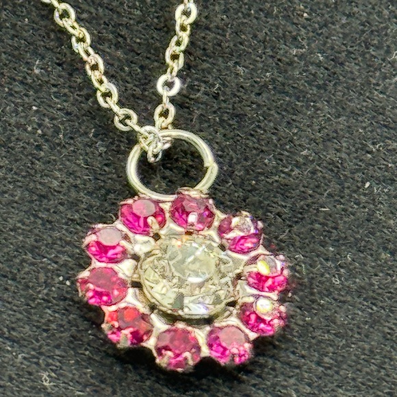 Crystal Flower Necklace made with Swarovski Crystals - Picture 3 of 13